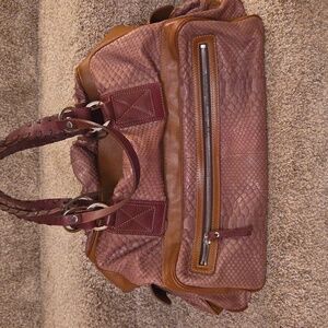Brown Leather Python Satchel Womens.